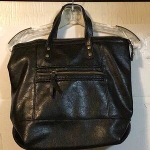 Equestrian Faux leather bag with theme inside horseshoe w/storage and zip close